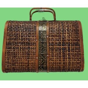 Wooden Vintage Unique Handbag With Metal Latch Purse